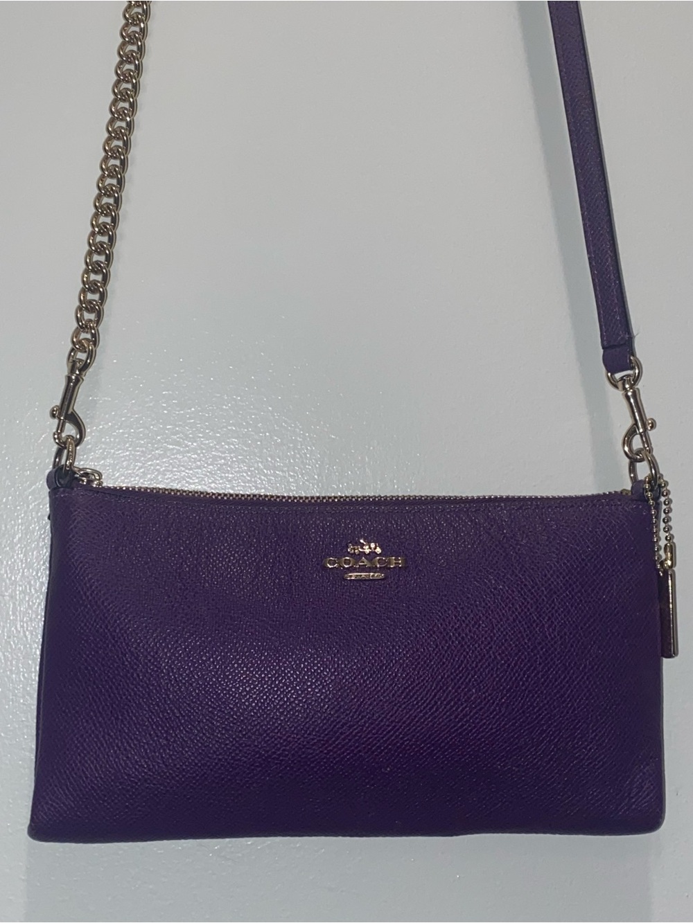 Coach Purple Leather Crossbody Bag with Gold Hardware